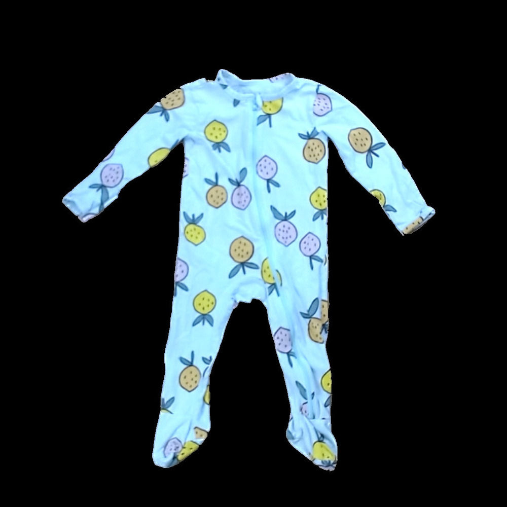 Tea Collection Unisex Blue with Fruits 1-piece footed Pajamas size: 6-9 Months